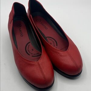 SAYDO Red Leather Women's wedge soled comfort shoes